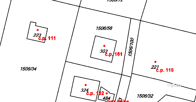 Olbramovice Ves 161, Olbramovice na parcele st. 303 v KÚ Olbramovice u Votic, Katastrální mapa