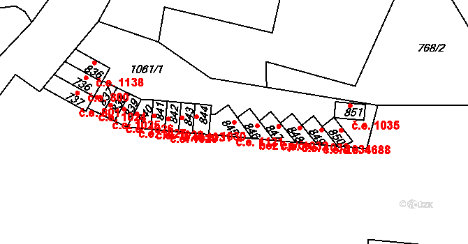 Děčín IX-Bynov 1121, Děčín na parcele st. 845 v KÚ Bynov, Katastrální mapa