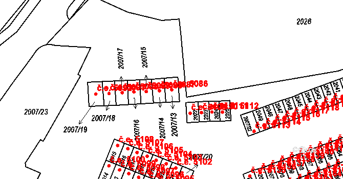 Kadaň 5086 na parcele st. 2007/13 v KÚ Kadaň, Katastrální mapa