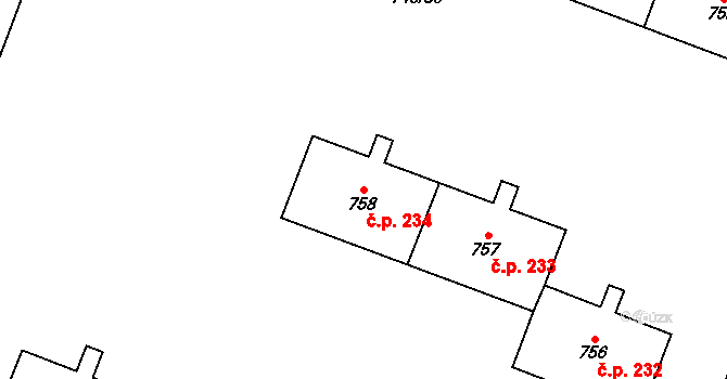 Výškovice 234, Ostrava na parcele st. 758 v KÚ Výškovice u Ostravy, Katastrální mapa