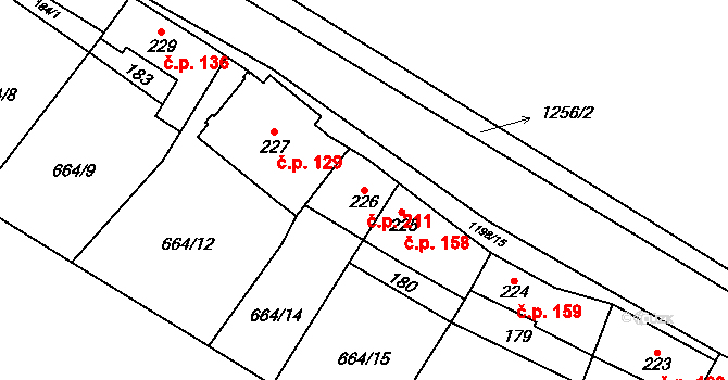 Jimramov 211 na parcele st. 226 v KÚ Jimramov, Katastrální mapa