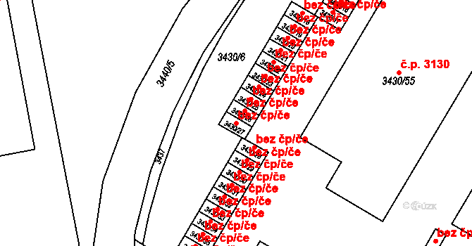 Přerov 38134101 na parcele st. 3430/27 v KÚ Přerov, Katastrální mapa