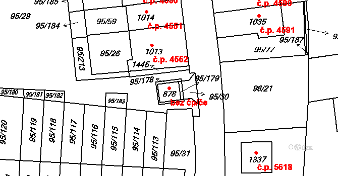 Jihlava 38649101 na parcele st. 878 v KÚ Bedřichov u Jihlavy, Katastrální mapa