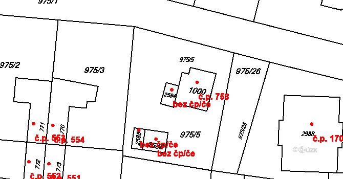 Rožnov pod Radhoštěm 39569101 na parcele st. 2584 v KÚ Rožnov pod Radhoštěm, Katastrální mapa