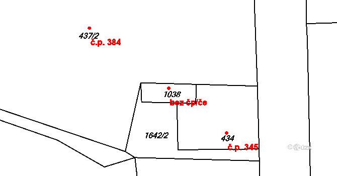 Toužim 39694101 na parcele st. 1038 v KÚ Toužim, Katastrální mapa