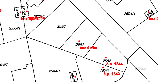 Česká Lípa 39743101 na parcele st. 2581 v KÚ Česká Lípa, Katastrální mapa