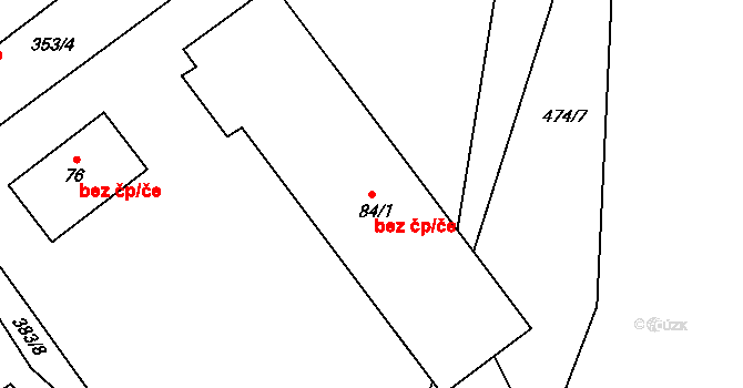 Heřmanice 40083101 na parcele st. 84/1 v KÚ Brod nad Labem, Katastrální mapa