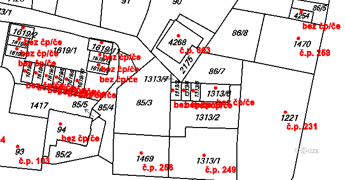 Jičín 41061101 na parcele st. 1313/3 v KÚ Jičín, Katastrální mapa