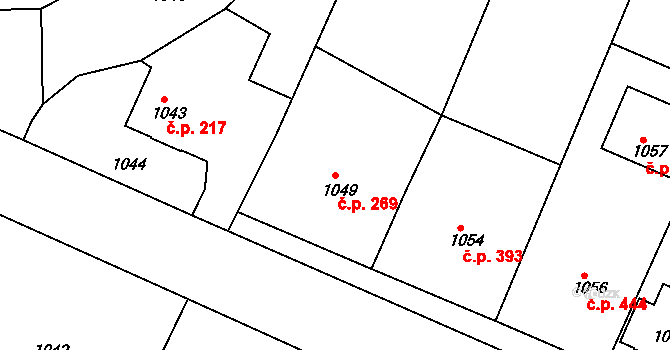 Želechovice nad Dřevnicí 269 na parcele st. 1049 v KÚ Želechovice nad Dřevnicí, Katastrální mapa