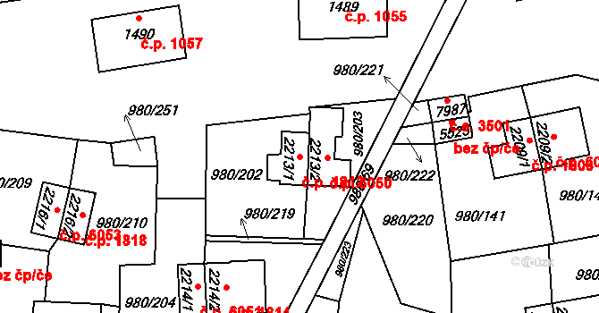 Zlín 1812 na parcele st. 2213/1 v KÚ Zlín, Katastrální mapa