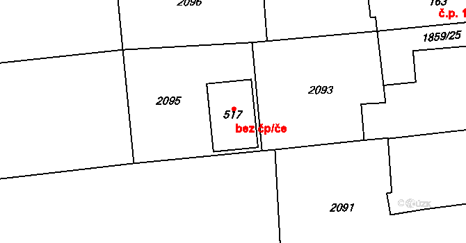 Bečov 42363101 na parcele st. 517 v KÚ Bečov u Mostu, Katastrální mapa