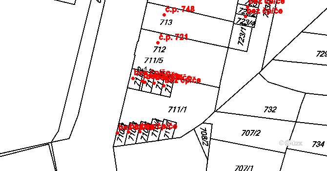Duchcov 45059101 na parcele st. 711/3 v KÚ Duchcov, Katastrální mapa