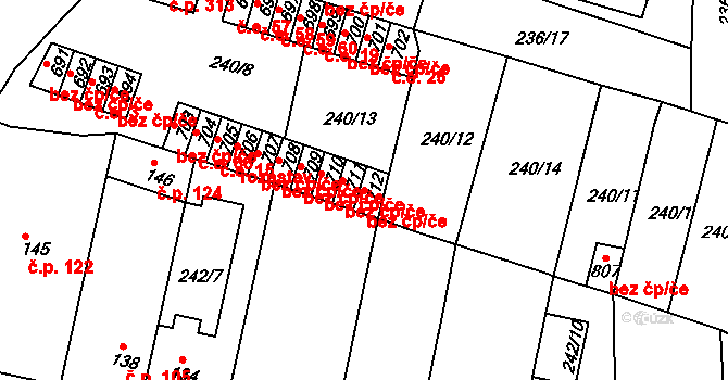 Hostomice 45094101 na parcele st. 712 v KÚ Hostomice nad Bílinou, Katastrální mapa