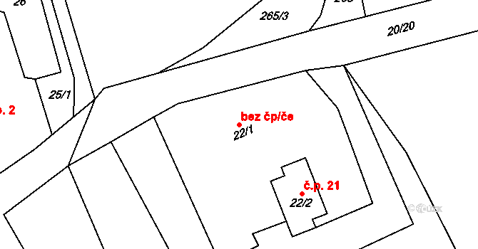 Provodov-Šonov 46573101 na parcele st. 22/1 v KÚ Provodov, Katastrální mapa