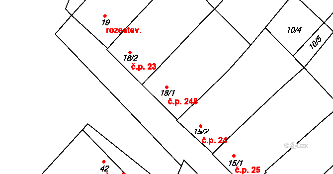Hostěrádky-Rešov 248 na parcele st. 18/1 v KÚ Hostěrádky, Katastrální mapa