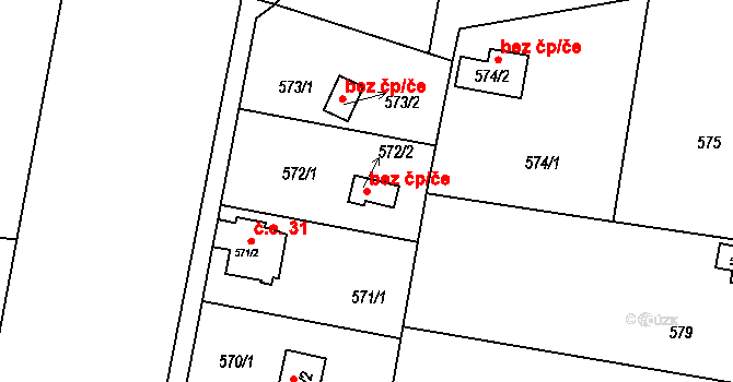 Neveklov 48068101 na parcele st. 572/2 v KÚ Neveklov, Katastrální mapa