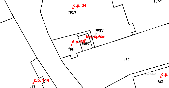 Trnávka 48581101 na parcele st. 166/2 v KÚ Trnávka u Nového Jičína, Katastrální mapa