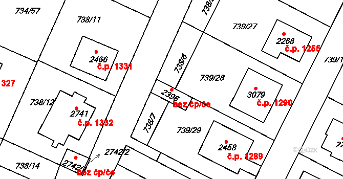 Neratovice 49538101 na parcele st. 2396 v KÚ Neratovice, Katastrální mapa