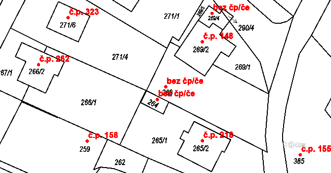 Chlebičov 49683101 na parcele st. 268 v KÚ Chlebičov, Katastrální mapa