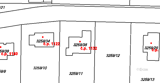 Stonava 1132 na parcele st. 3259/38 v KÚ Stonava, Katastrální mapa