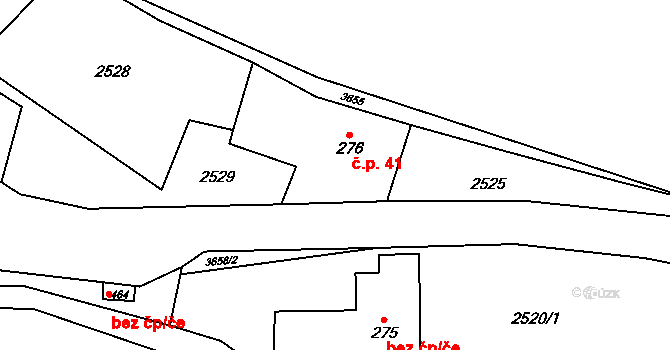 Bystřec 41 na parcele st. 276 v KÚ Bystřec, Katastrální mapa