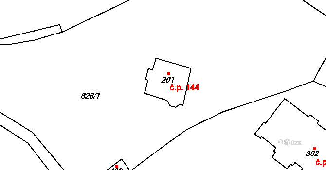 Mistrovice 144 na parcele st. 201 v KÚ Mistrovice nad Orlicí, Katastrální mapa