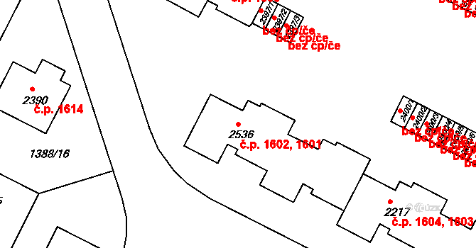 Slaný 1601,1602 na parcele st. 2536 v KÚ Slaný, Katastrální mapa