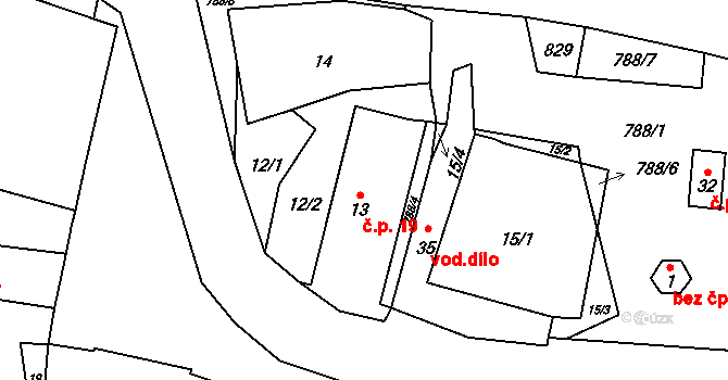 Borovice 19, Horšovský Týn na parcele st. 13 v KÚ Borovice u Horšovského Týna, Katastrální mapa