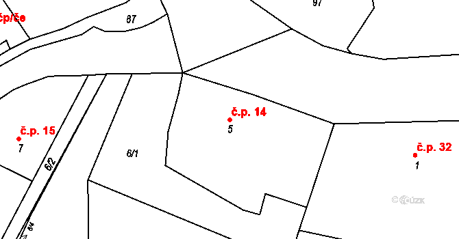 Kleny 14, Provodov-Šonov na parcele st. 5 v KÚ Kleny, Katastrální mapa