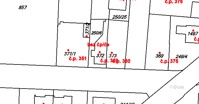 Rosice 359, Pardubice na parcele st. 372 v KÚ Rosice nad Labem, Katastrální mapa