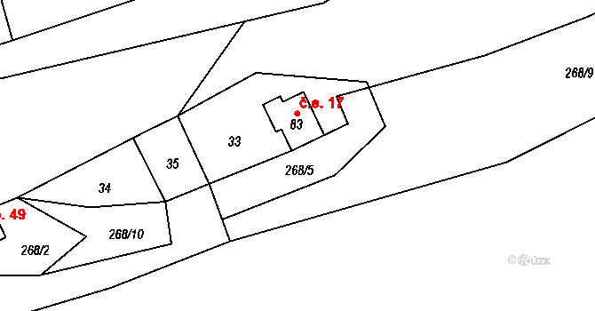 Janoušov 17 na parcele st. 83 v KÚ Janoušov, Katastrální mapa