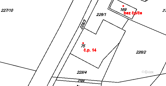 Filipová 14, Loučná nad Desnou na parcele st. 75 v KÚ Filipová, Katastrální mapa