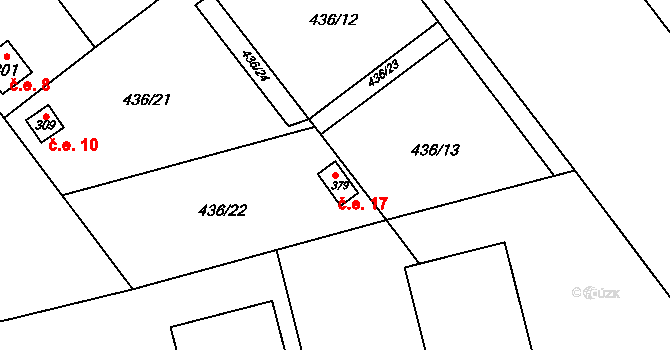 Štarnov 17 na parcele st. 379 v KÚ Štarnov, Katastrální mapa