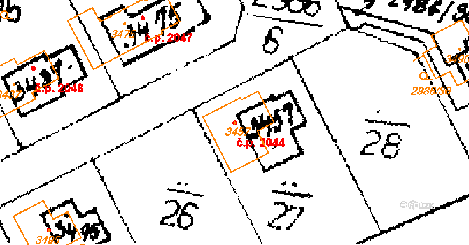 Lysá nad Labem 2044 na parcele st. 3457 v KÚ Lysá nad Labem, Katastrální mapa