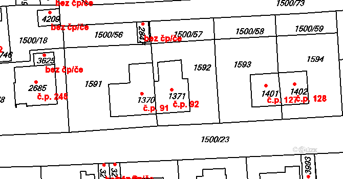 Nádražní Předměstí 92, Český Krumlov na parcele st. 1371 v KÚ Český Krumlov, Katastrální mapa