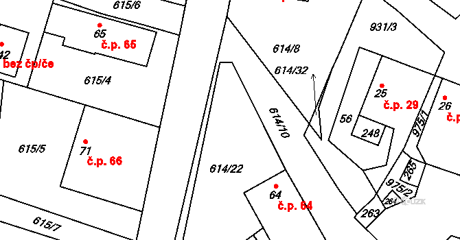 Krasoňov 85, Humpolec na parcele st. 614/22 v KÚ Krasoňov, Katastrální mapa