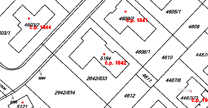 Kuřim 1842 na parcele st. 5184 v KÚ Kuřim, Katastrální mapa