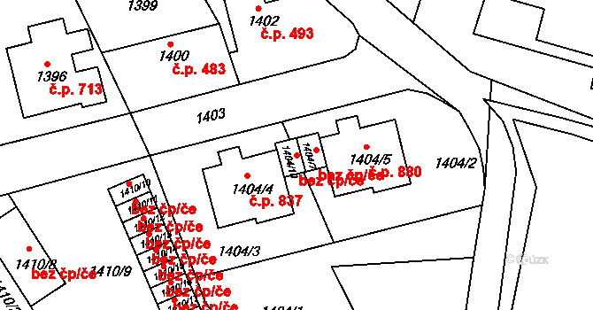Liberec 91505101 na parcele st. 1404/10 v KÚ Ruprechtice, Katastrální mapa