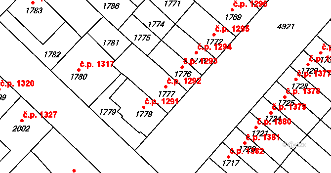 Louny 1292 na parcele st. 1777 v KÚ Louny, Katastrální mapa