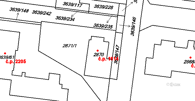 Louny 1614 na parcele st. 2870 v KÚ Louny, Katastrální mapa