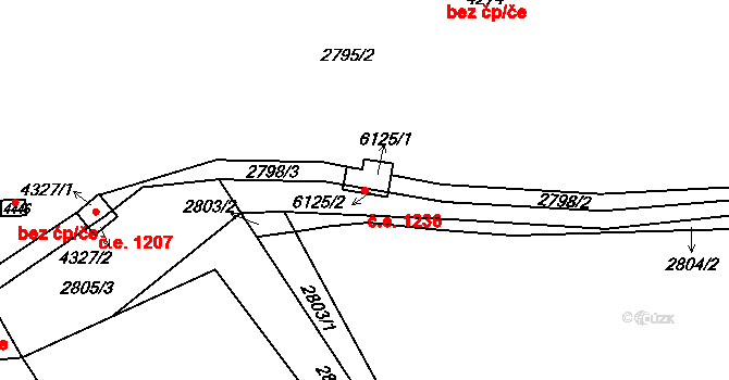Rakovník II 1236, Rakovník na parcele st. 6125/1 v KÚ Rakovník, Katastrální mapa