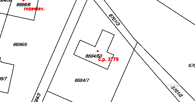 Frýdek 3779, Frýdek-Místek na parcele st. 6684/50 v KÚ Frýdek, Katastrální mapa