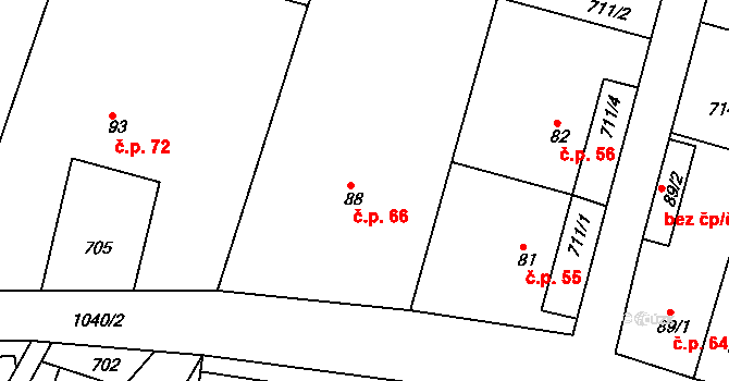 Mírovka 66, Havlíčkův Brod na parcele st. 88 v KÚ Mírovka, Katastrální mapa
