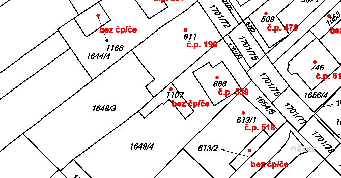 Boršice 95894101 na parcele st. 1107 v KÚ Boršice u Buchlovic, Katastrální mapa
