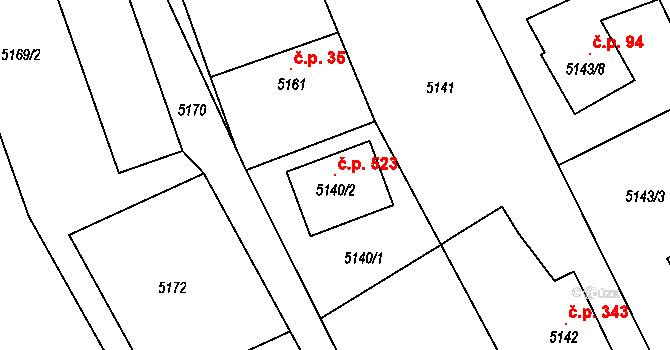 Lískovec 523, Frýdek-Místek na parcele st. 5140/2 v KÚ Lískovec u Frýdku-Místku, Katastrální mapa