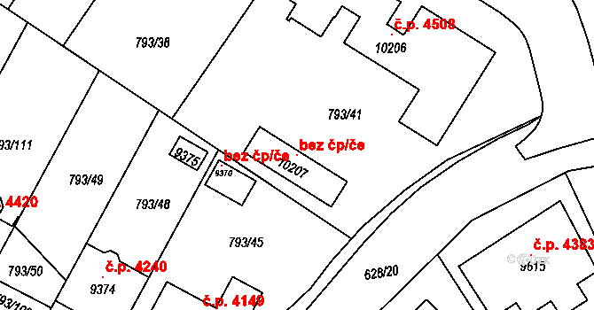 Hodonín 102942102 na parcele st. 10207 v KÚ Hodonín, Katastrální mapa