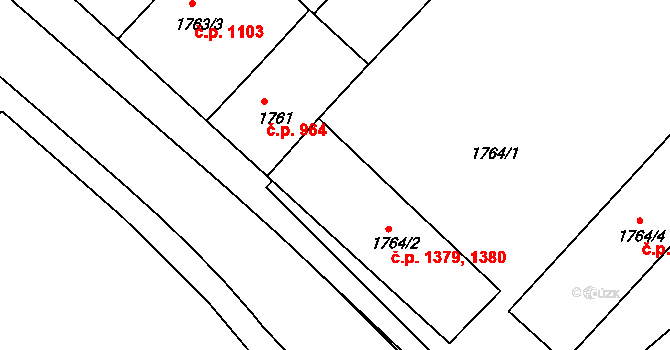 Holešov 1379,1380 na parcele st. 1764/2 v KÚ Holešov, Katastrální mapa