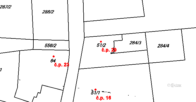 Zavadilka 29, Jizbice na parcele st. 51/2 v KÚ Jizbice u Nymburka, Katastrální mapa