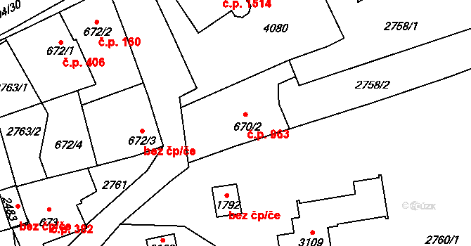 Lipník nad Bečvou I-Město 963, Lipník nad Bečvou na parcele st. 670/2 v KÚ Lipník nad Bečvou, Katastrální mapa