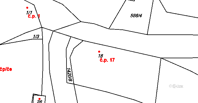Nežichov 17, Toužim na parcele st. 18 v KÚ Nežichov, Katastrální mapa